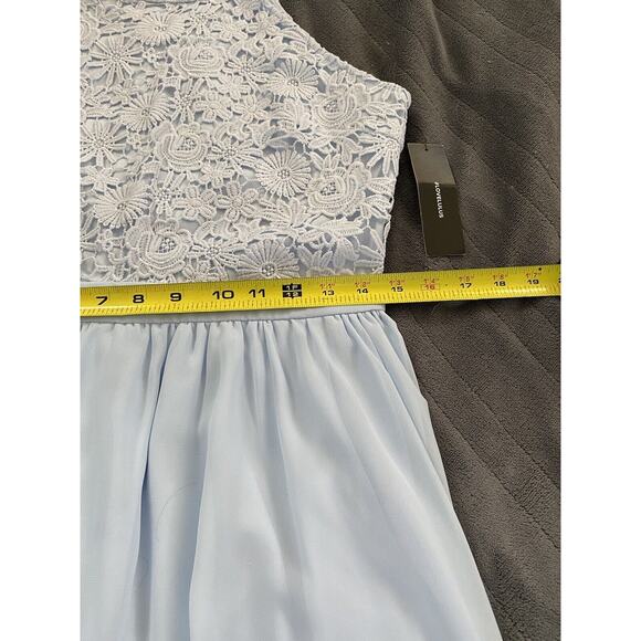 Lulus Sz Small Lover's Game Baby Blue Lace Chiffon Halter Skater Dress - Picture 16 of 16